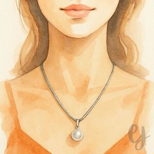 Jules Large Pearl Pendant Necklace – Silver Tone Chain